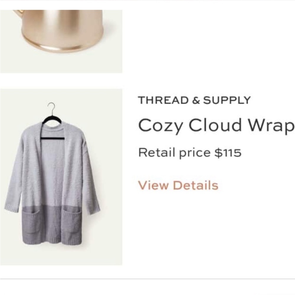 🕶️NWT⚡️Thread & Supply Grey Open Front Cozy Pocket Cardigan L/XL - Picture 4 of 9